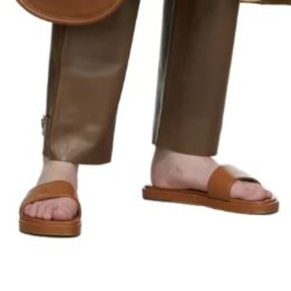 LÉMÉLS - BROWN LEATHER SLIDES - SIZE 39 (8) - Picture 6 of 7